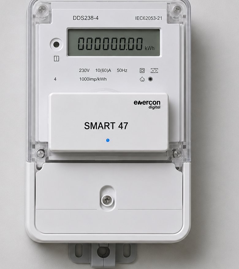 Smart47 clipped onto an in-service DDS238-4 single-phase meter
